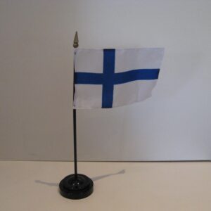 A FinnishTable Flag in plastic holder, 10" tall