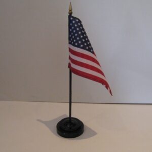 A USA Table Flag in plastic holder, 10" tall