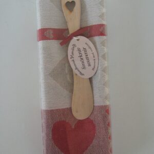 Boxed dish towel and juniper spreader with heart design  27" x 18" towel  Made In Sweden