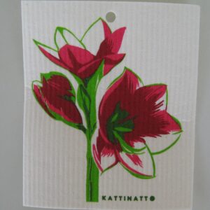 Swedish screen printed  dish washing sponge/ dish cloth "Amarylis"