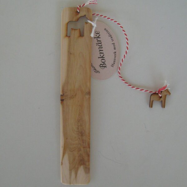 Bookmark made of juniper wood, 6.5" long, Dalahorse design