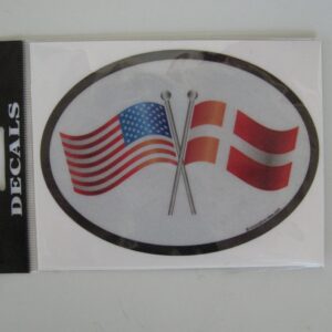 Oval decal with Danish/American Flag, 4.4" x 3.5"
