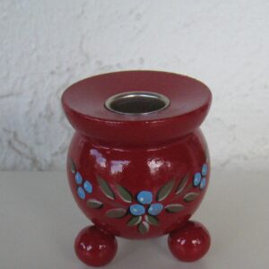 Red ball candle holder w/blueberry design  2.25" x 2.5"  Made in Sweden