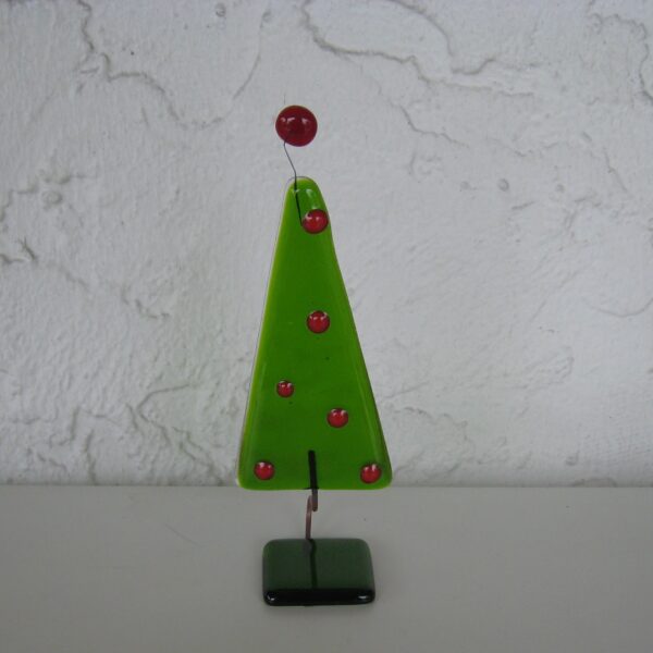 Red dot Christmas tree by Ebba Krarup of Denmark   6.5" x 2" glass