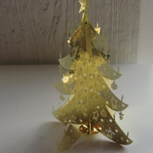 gold colored metal Christmas tree  4.5" x 3.5"  Pluto of Sweden