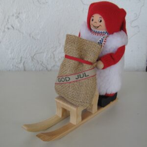 Tomte w/Kick sled   6.5" x 7"  Made in Sweden