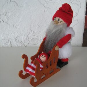 Tomte w/child in sled  7" x 7"  Ljungströms of Sweden