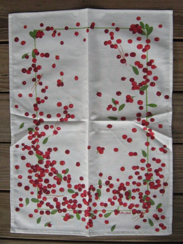 Lingonberry tea towel  25" x 18"   55 % linen 45% cotton
