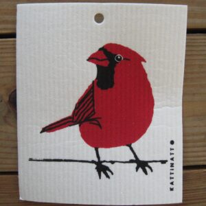Swedish screen printed dish washing sponge/ dish cloth "Cardinal" Kattinatt of Sweden