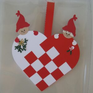 Large red & white heart papercut mobile 8" x 6" Made in Denmark by Oda Wiedbrecht