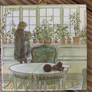 Carl Larsson "Flower Window" ceramic tile w/cork backing, hanger 6" x 6"