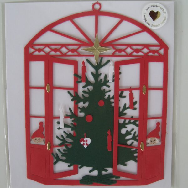 Christmas tree in door w/ 2 nissar papercut 7" x 5.5"
