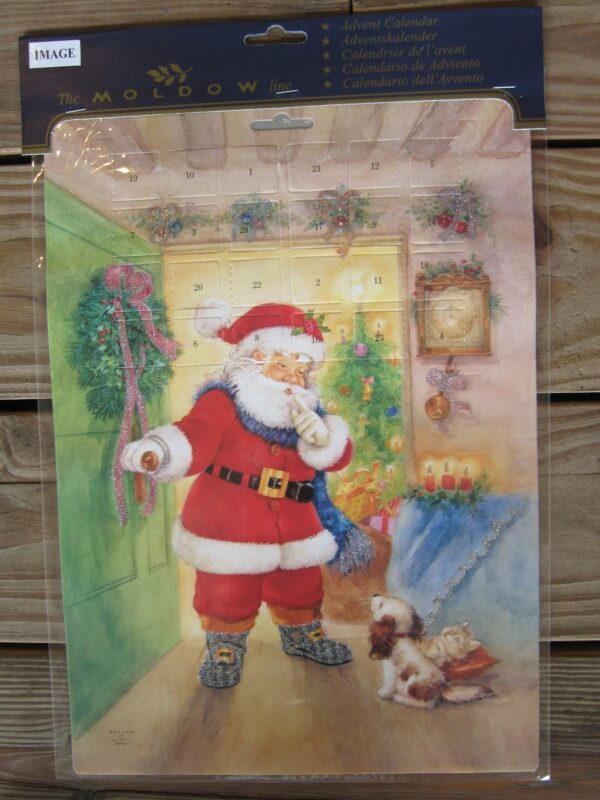 Christmas advent calendar 11"x15" Santa & dog