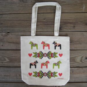 Dala horse cloth bag natural 27" x 15" Made in Sweden