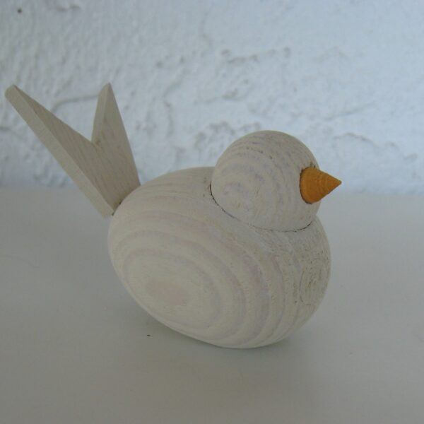 White wood bird 3" x 2"  Made in Sweden