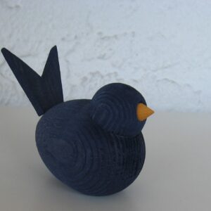 Dark blue wood bird 3" x 2" Made in Sweden