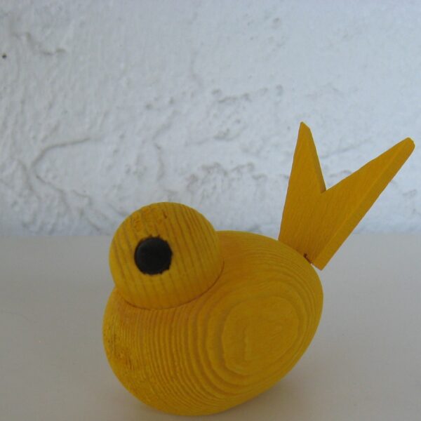 Yellow wood bird 3" x 2"  Made in Sweden