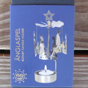 Angel chimes type candle holder " Crib Scene"  NEW 6.5"  Gold color