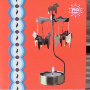 Angel chimes type candle holder 6.5"  "Gold Dala Horses"  NEW
