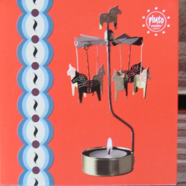 Angel chimes type candle holder 6.5"  "Gold Dala Horses"  NEW