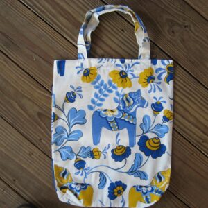 Blue Dala Horse bag 100% cotton by Arvidssons of Sweden 24" x 13"