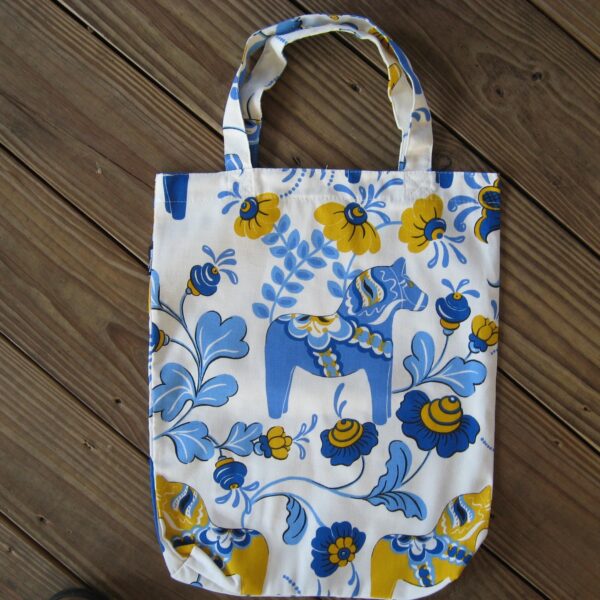 Blue Dala Horse bag 100% cotton by Arvidssons of Sweden 24" x 13"