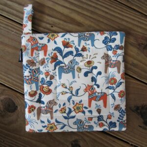 Dala horse pot holder 100% cotton 9"x9"  Arvidsson of Sweden