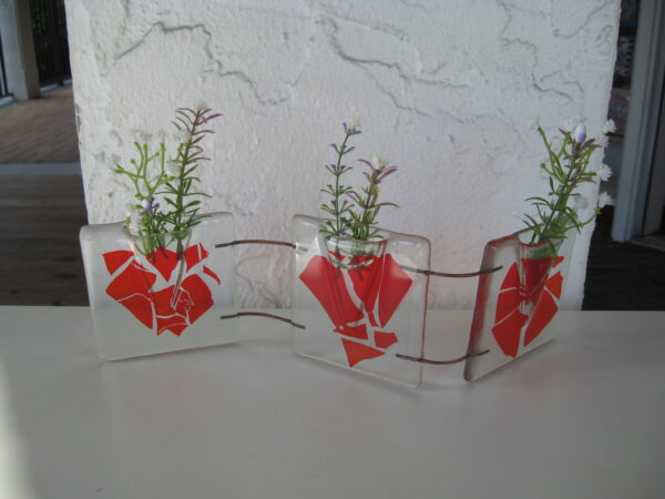 "red confetti" vases  3.5 "x 13" with adjustable width (copper wires) handmade by Ebba Krarup, Denmark