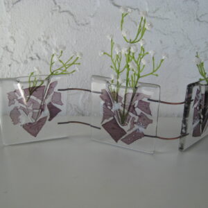 "egg plant" vases  3.5 "x 13" with adjustable width (copper wires) handmade by Ebba Krarup, Denmark