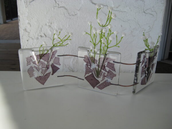 "egg plant" vases  3.5 "x 13" with adjustable width (copper wires) handmade by Ebba Krarup, Denmark