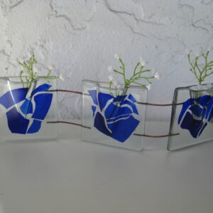 "blue confetti"vases  3.5 "x 13" with adjustable width (copper wires) handmade by Ebba Krarup, Denmark