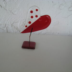 Glass heart  4.5" x 3" handmade by Ebba Krarup, Denmark