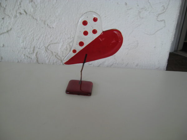Glass heart  4.5" x 3" handmade by Ebba Krarup, Denmark