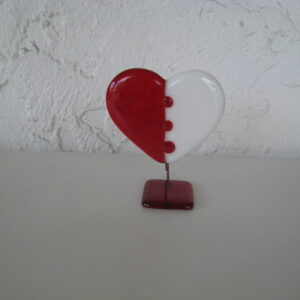 Glass heart  4.5" x 3" handmade by Ebba Krarup, Denmark #3