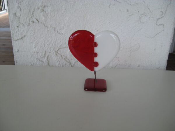Glass heart  4.5" x 3" handmade by Ebba Krarup, Denmark #3