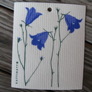 Swedish screen printed dish washing sponge/ dish cloth "Bluebells" Kattinatt of Sweden  NEW