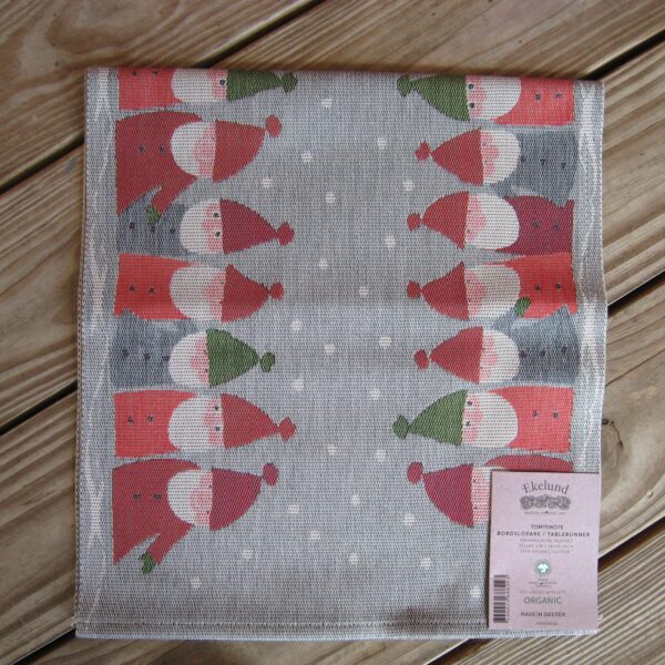 100% organic cotton runner "tomte meeting" Made in Sweden by Ekelund  14" x 56"
