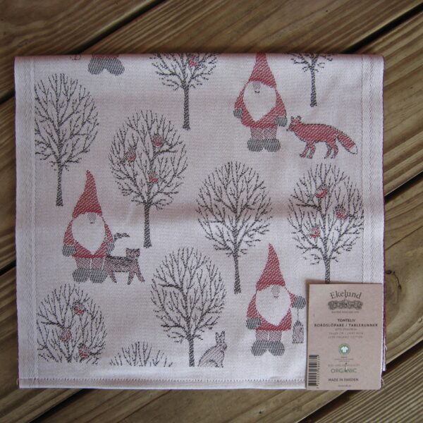 100% organic cotton runner "tomte life" Made in Sweden by Ekelund  14" x 47"