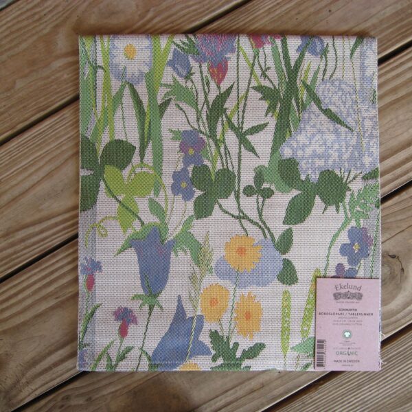 100% organic cotton runner "Sommartid" Made in Sweden by Ekelund  14" x 56"