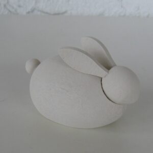 white bunny  3"x 2", wood, Made in Sweden