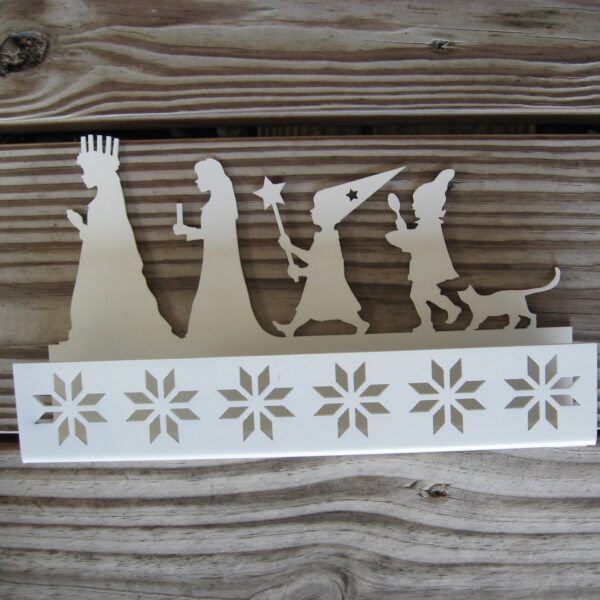 White metal Lucia Procession candle holder for tea lites  Made in Sweden 91/2" x 6"