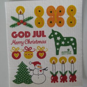 Swedish screen printed dish washing sponge/ dish cloth "God Jul"  Anneko of Sweden