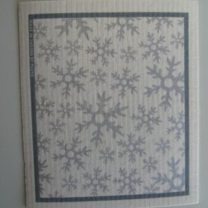 Swedish screen printed "snowflake" dish washing sponge/ dish cloth  8" x 7"  Pluto of Sweden