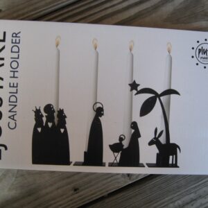 black metal creche candle holder in 4 parts Pluto of Sweden  12"x7"