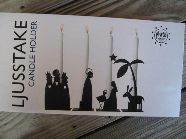 black metal creche candle holder in 4 parts Pluto of Sweden  12"x7"