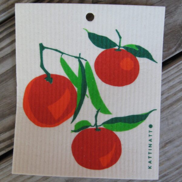 Swedish screen printed dish washing sponge/ dish cloth "Clementine"  Kattinatt of Sweden  NEW!