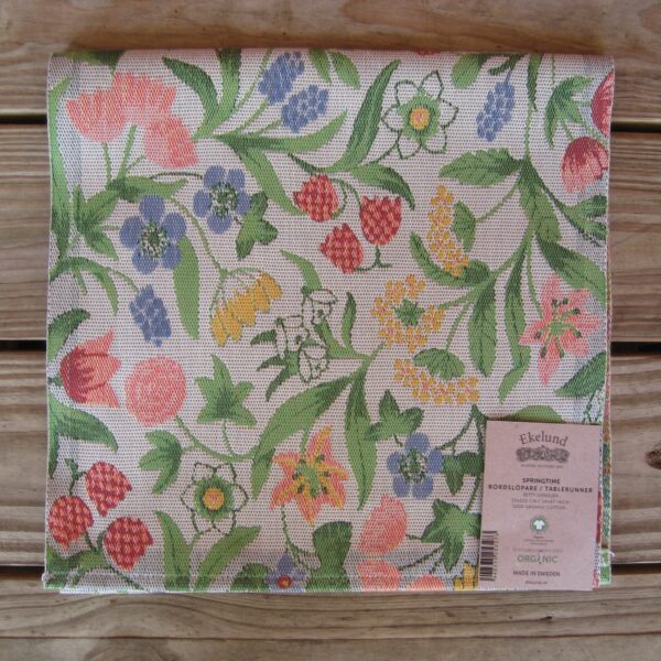 100% Organic Cotton runner "Springtime" Made in Sweden by Ekelund 14" x 47"