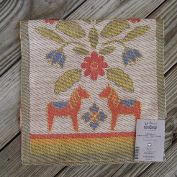 100% Organic Cotton runner "Kurbitsblom" Made in Sweden by Ekelund 14" x 47"