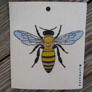 Swedish screen printed dish washing sponge/ dish cloth "Honey Bee" Kattinatt of Sweden NEW!