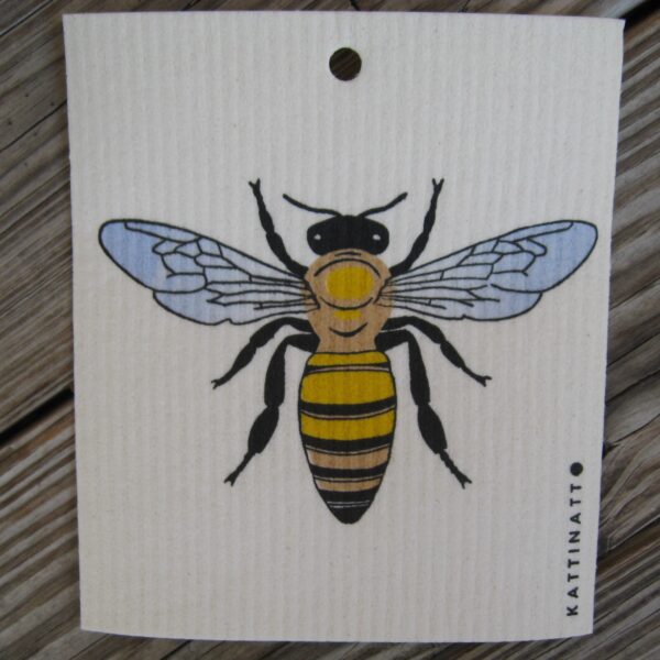 Swedish screen printed dish washing sponge/ dish cloth "Honey Bee" Kattinatt of Sweden NEW!